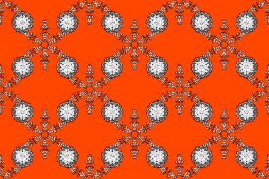 Renkli Bahar Temalı Kusursuz Arkaplan. Çiçekle kusursuz desen. Düz Çiçek Elementleri Tasarımı. Gri, kahverengi ve turuncu renkte çiçekler.