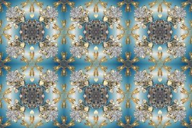 Barok tarzında kusursuz bir doğulu süsü. Geleneksel altın sarısı desenli mavi, gri ve nötr renklerde altın elementler.
