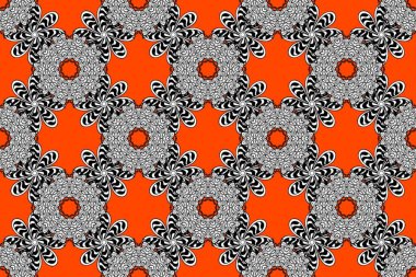 Raster illüstrasyonu. Küçük çiçekteki sevimli çiçek deseni. Siyah, turuncu ve gri renkte çiçekler.