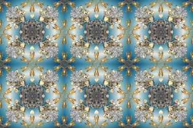 Barok tarzında kusursuz bir doğulu süsü. Geleneksel altın sarısı desenli mavi, gri ve nötr renklerde altın elementler.