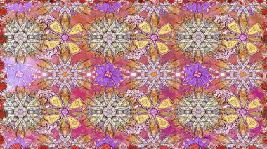 Raster stili kumaş deseni. Çiçekler suluboya desensiz.