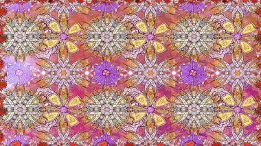 Raster stili kumaş deseni. Çiçekler suluboya desensiz.