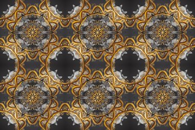 Altın desenli gri, kahverengi ve bej renklerde altın elementler. Geleneksel oryantasyon süsü. Klasik klasik klasik arka plan. Kusursuz klasik raster altın desenli.