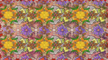 Sorunsuz çiçek deseni kaydırma kağıt, davet, el ilanı, afiş veya Web sitesi Web sitesi arka plan duvar kağıdı için kullanılabilir. Elle çizilmiş Raster resim. Doodle unsurları.