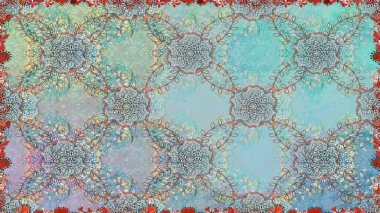 Soyut çiçek desensiz arkaplan. Raster deseni. Raster illüstrasyonu. Mavi renklerde. Küçük çiçekte sevimli çiçek deseni var..