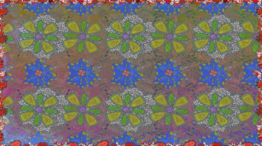 Şatafatlı bahar bahçesi dokusu. Çiçek deseni. Raster illüstrasyonu. Çiçeksiz arkaplan.