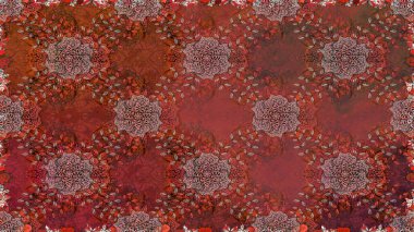 Çiçekli karalama şeklinde Raster çiçek deseni. Nazikçe, güzel çiçek arkaplanı. Kahverengi renkte çiçekler.