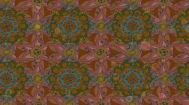 Renkli unsurlarla hareketli arka plan görüntüleri. Çiçekler. Eski model. Bayrak tarzı. Video kaydı. Şablon. Döngü. Kusursuz..