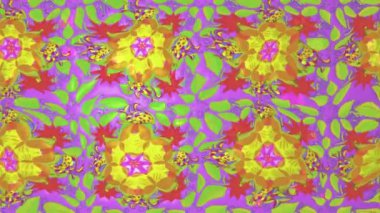 Renkli unsurlarla hareketli arka plan görüntüleri. Çiçekler. Eski model. Bayrak tarzı. Video kaydı. Şablon. Döngü. Kusursuz..