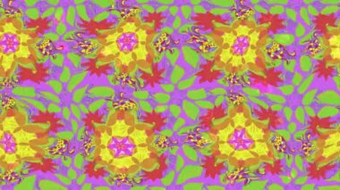 Renkli unsurlarla hareketli arka plan görüntüleri. Çiçekler. Eski model. Bayrak tarzı. Video kaydı. Şablon. Döngü. Kusursuz..