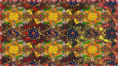 Çiçek buketleriyle klasik tarzda kusursuz desenler. Raster illüstrasyonu. Kahverengi renklerde.