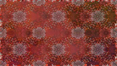 Raster illüstrasyonunda kusursuz çiçek deseni. Kahverengi renkte çiçekler.