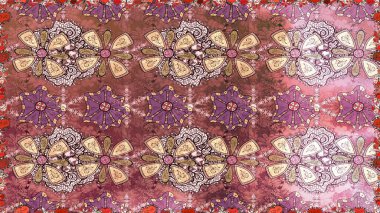 Çiçek deseni. Raster illüstrasyonu. Kusursuz Chichi kumaş deseni. Renkli Bahar Temalı Kusursuz Arkaplan. Düz Çiçek Elementleri Tasarımı.