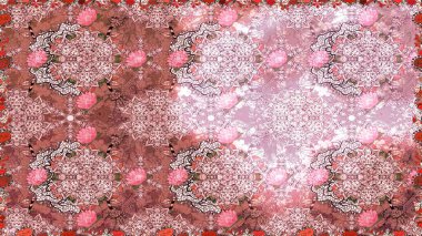 Raster illüstrasyonunda kusursuz çiçek deseni. Suluboya tarzında nötr renkler üzerine çiçekler.