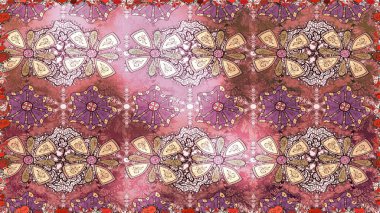 Çiçekli karalama şeklinde Raster çiçek deseni. Yumuşak, yaz çiçekli arka plan. Pembe renkte çiçekler.