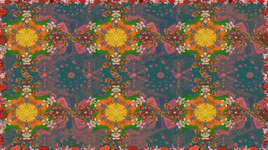 Klasik çiçek tasarımı elementleri. Kahverengi kıvırcık çiçekler kahverengi renklerde şekillenir. Raster illüstrasyonu.