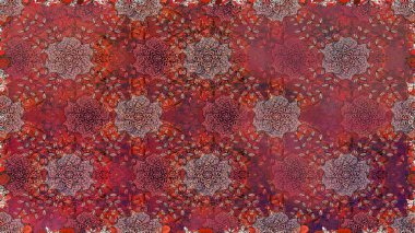 Kahverengi renklerde etnik çiçeklerle kusursuz bir desen. Asya Tekstil 'inde Raster Çiçek İllüstrasyonu.