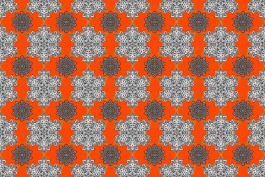 Çiçekler suluboya tarzında beyaz, turuncu ve gri renklerde. Çiçek izi. Suluboya kusursuz desen.