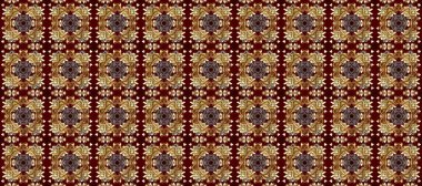 Klasik raster şablonu. Tekrarlayan elementlerle kusursuz soyut arkaplan. Kahverengi, bej, kırmızı ve altın desenli.