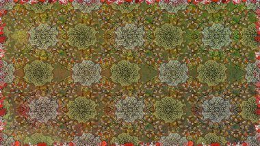 Tropik, dikişsiz çiçek deseni. Raster illüstrasyonu. Kahverengi renkte çiçekler.