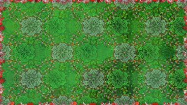 Çiçek ve yapraklı çiçek deseni. Küçük çiçekli şirin bir desen. Raster illüstrasyonu.