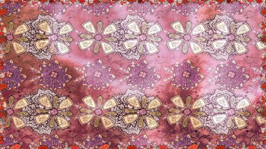 Sevimli çiçek raster deseni. Moda kumaş deseni. Yaz tema Dikişsiz desen arka plan rengi. Düz çiçek öğeleri tasarım.