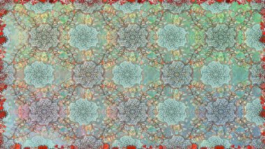 Raster Illustrasyon 'da moda olmayan çiçek deseni. Tarafsız renklerde çiçekler. Renkli Yaz Temalı Kusursuz Arkaplan. Düz Çiçek Elementleri Tasarımı.