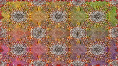 Çiçeksiz desenli, suluboya elle çizilmiş elementler. Parlak renkli fantezi çiçekleri, yapraklar, kahverengi renkli tomurcuklar, kahverengi.