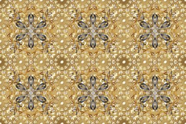 Yeni yıl kar tanesi. Düz kar karalama ikonları, yılbaşı afişi için kar taneleri silueti, kartlar. Sevimli soyut kar taneleri bej, nötr ve kahverengi renkler üzerine raster tasarımı.