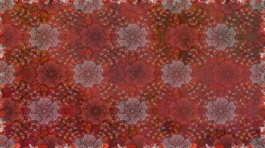 Pürüzsüz desen, parlak çiçekli halı kahverengi renklerde..