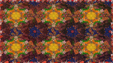 Raster düz çiçekleri pürüzsüz desen. Hediye ambalaj kağıdı, tebrik kartları, posterler ve pankart tasarımı. Kahverengi renkte çiçekler.