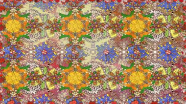 Kusursuz dekoratif arka plan, çiçek mandala. Çiçek. Raster illüstrasyonu. Kahverengi renklerde.