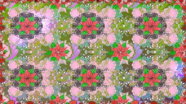 Güzel kumaş deseni. Raster illüstrasyonunda kusursuz çiçek deseni. Tarafsız renklerde. Raster illüstrasyonu.