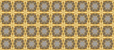 Kahverengi ve bej renkli, altın elementli klasik, pürüzsüz desen. Raster illüstrasyonu.