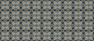 Oriental raster klasik mavi, gri, nötr ve altın desenli. Kusursuz soyut bir arkaplan. Raster illüstrasyonu.