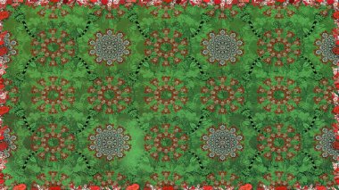 Sorunsuz çiçek desenli çiçekli, halk tarzında bırakır. Elle çizilmiş. Raster illüstrasyon.