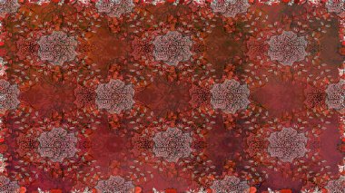 Raster illüstrasyonunda kusursuz çiçek deseni. Kahverengi renkli çiçekler. Renkli Bahar Temalı Kusursuz Arkaplan. Düz Çiçek Elementleri Tasarımı.