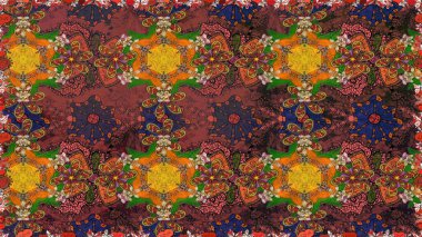 Raster illüstrasyonunda kusursuz çiçek deseni. Suluboya tarzında kahverengi renkte çiçekler.