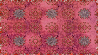 Raster illüstrasyonunda kusursuz çiçek deseni. Pembe renkte çiçekler.