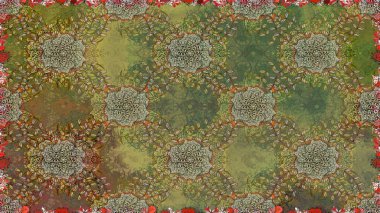 Raster illüstrasyonunda kusursuz çiçek deseni. Kahverengi renkli çiçekler. Renkli Bahar Temalı Kusursuz Arkaplan. Düz Çiçek Elementleri Tasarımı.