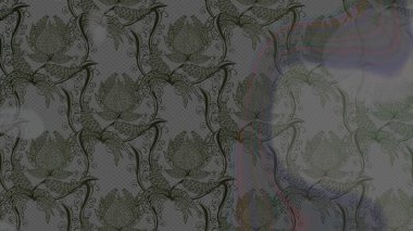 Gri renkli etnik çiçekli zarif eskiz deseni. Raster Çiçek İllüstrasyon Şirin Tekstil.