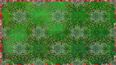 Küçük çiçekteki sevimli çiçek deseni. Raster deseni. Yumuşak, yeşil renkli yaz çiçekleri. Raster illüstrasyonu.