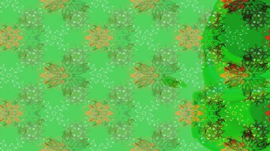 Suluboya çizim kalıbı. Çiçek izi. Suluboya tarzında yeşil renkte çiçekler.