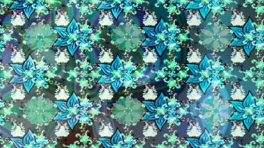 Raster illüstrasyonundaki çiçek desenli çizim. Mavi renkte çiçekler.