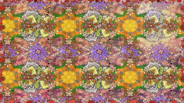 Klasik çiçek tasarımı elementleri. Kahverengi kıvırcık çiçekler kahverengi renklerde şekillenir. Raster illüstrasyonu.