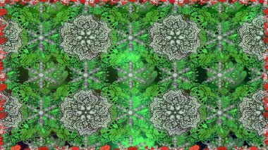 Çiçekli el, pürüzsüz desen çizmiş. Modern gelişim yeşil raster arka plan duvar kâğıdı illüstrasyon klasik çizgili iz sürme desenli çiçekler, çiçekli süsler.