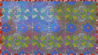 Sevimli çiçek raster deseni. Mavi renkli çiçekler. Renkli Bahar Temalı Kusursuz Arkaplan. Düz Çiçek Elementleri Tasarımı.