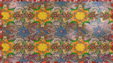 Raster çiçek desenleri çiziyor. Vadinin çiçekleri kahverengi renklerde.