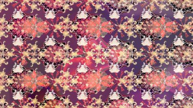 Mor renkte manzaralı çiçek deseni. Çiçek kompozisyonu, el boyası, hassas şablon. Üst manzara, yumuşak stil. Sevgililer günü ve tebrik kartı konsepti için şık bir davet.