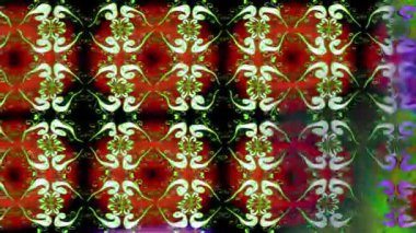 Renkli unsurlarla hareketli arka plan görüntüleri. Çiçekler. Eski model. Bayrak tarzı. Video kaydı. Şablon. Döngü. Kusursuz..